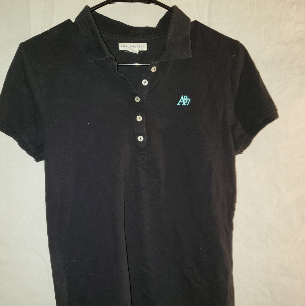 Black  Aeropostale Collared Polo
